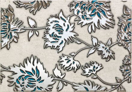 Domino GRIS FLOWER TYRKYSOVÝ 25X36 dekor