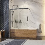Aquatek WELLNESS BLACK KV2 120 VAŇOVÁ ZASTENA, sklo číre