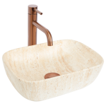 Rea BELINDA MINI TRAVERTINE MATT UMÝVADLO NA DOSKU 36cm, imitácia kameňa keramické REA-U4700