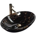 Rea PAMELA BLACK MARBLE SHINY UMÝVADLO NA DOSKU, imitácia kameňa keramické REA-U5067