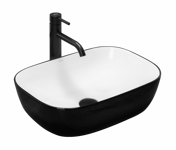 Rea BELINDA BLACK/WHITE UMÝVADLO NA DOSKU 46,5cm, čierno-biele keramické REA-U6332