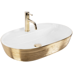 Rea AURA 61 BRUSH GOLD/WHITE UMÝVADLO NA DOSKU, bielo-zlaté keramické REA-U6900