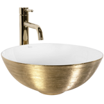 Rea STELLA BRUSH GOLD/WHITE UMÝVADLO NA DOSKU, bielo-zlaté keramické REA-U9087