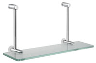 Závesná sklenená polička na sprchovú zástenu 400x180x125mm, chróm