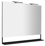 ERUPTA zrkadlo s poličkou a LED osvetlením 120x80cm, čierna matná