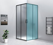 SIGMA SIMPLY BLACK sprchové dvere posuvné pre rohový vstup 1000 mm, sklo BRICK
