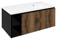 LOREA skrinka s umývadlom 101x46x51,5cm (20+80 cm), pravá, dub collingwood/čierna matná