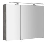 MIRRÓ galérka s LED osvetlením, 90x70x16cm, dub strieborný