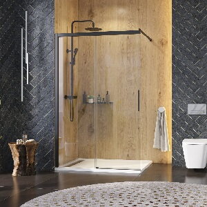 Aquatek WELLNESS BLACK K2 140 SPRCHOVÉ DVERE, sklo číre