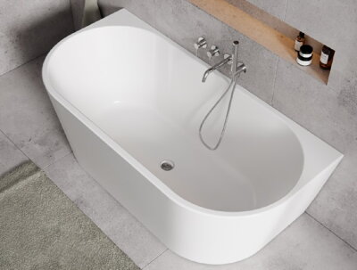 Besco VICA NEW 160 VAŇA VOĽNE STOJACA 160x80, biela sanitárny akrylát, klik-klak chróm - čistenie zhora WAS-160VNO