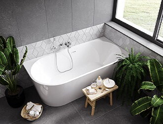 Besco ZOYA 170 VAŇA VOĽNE STOJACA 170x80 pravá, biela sanitárny akrylát, klik-klak čierny WAS-170-ZPC