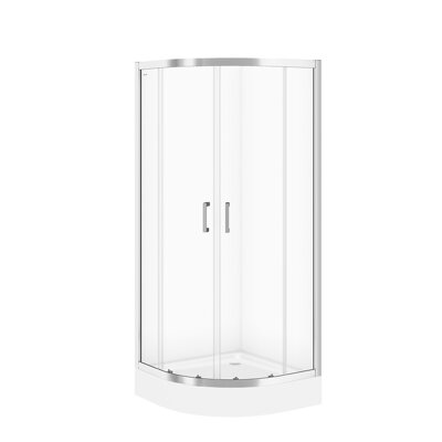 Cersanit ARTECO ŠTVRŤ-KRUHOVÝ SPRCHOVÝ KÚT 80x185 + VANIČKA, strieborný leklý, sklo číre S601-117