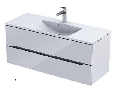 Oristo SILVER UNI SKRINKA POD UMÝVADLO 120 cm, biela lesklá, lišta chróm OR33-SD2S-120-1-V3