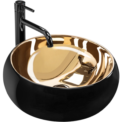 Rea LUNA BLACK/GOLD UMÝVADLO NA DOSKU, čierno-zlaté keramické REA-U3306