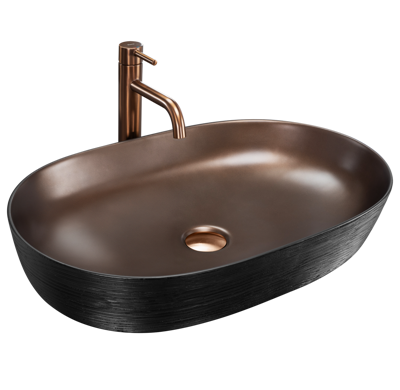 Rea CLEO 61 COPPER BRUSH/BLACK UMÝVADLO NA DOSKU, čierno-medené keramické REA-U6383