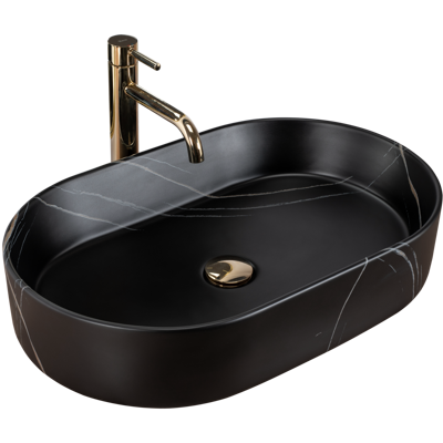 Rea NADIA 60 BLACK STONE MATT UMÝVADLO NA DOSKU, imitácia kameňa keramické REA-U8565