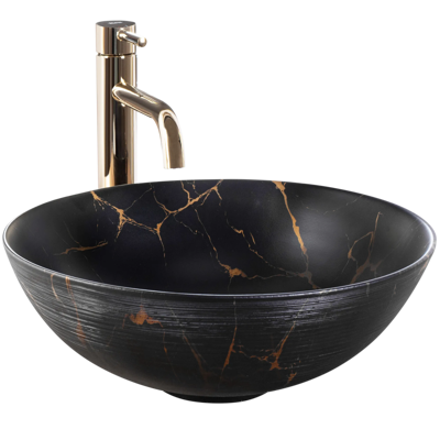 Rea STELLA BLACK MARBLE BRUSH UMÝVADLO NA DOSKU, imitácia kameňa keramické REA-U9086