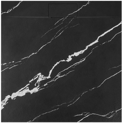 Rea BAZALT CARRARA BLACK ŠTVORCOVÁ SPRCHOVÁ VANIČKA 90x90, imitácia mramoru REA-K7003