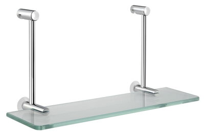 Závesná sklenená polička na sprchovú zástenu 400x180x125mm, chróm