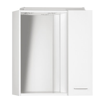 ZOJA/KERAMIA FRESH galérka s LED osvetlením, 60x60x14cm, pravá, biela