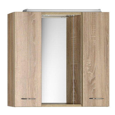 ZOJA/KERAMIA FRESH galérka s LED osvetlením, 70x60x14cm, dub platin