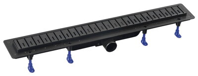 KLAVER BLACK sprchový kanálik s nerezovým roštom, superflow, DN50, 710x122x65 mm