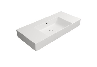 KUBE X keramické umývadlo 100x47cm, s odkladacími plochami, bez otvoru, biela mat