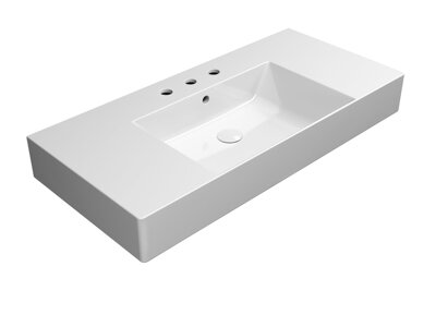 KUBE X keramické umývadlo 100x47cm, s odkladacími plochami, 3 otvory, biela ExtraGlaze