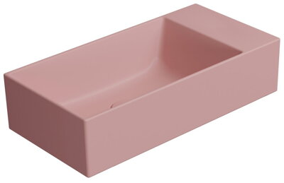 KUBE X keramické umývadlo 50x25cm, bez otvoru, pravé/ľavé, blush mat