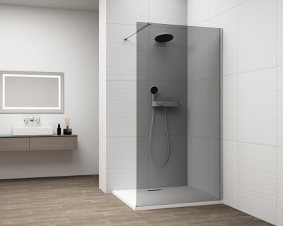 ESCA CHROME jednodielna sprchová zástena na inštaláciu k stene, dymové sklo, 1200 mm