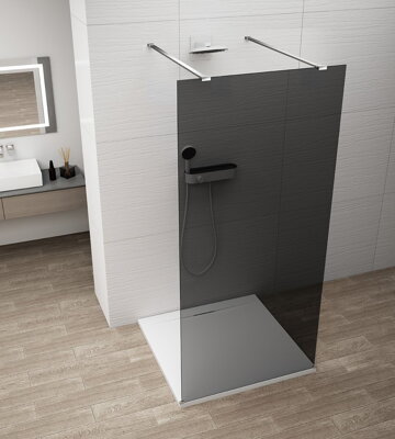 ESCA CHROME jednodielna sprchová zástena do priestoru, dymové sklo, 1500 mm