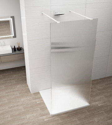 ESCA WHITE MATT jednodielna sprchová zástena do priestoru, sklo Flute , 1200 mm