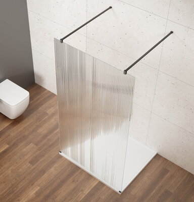 VARIO BLACK jednodielna sprchová zástena do priestoru, sklo nordic, 700 mm