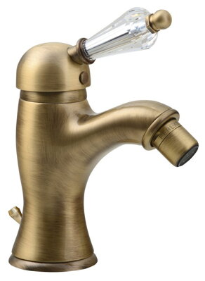 KIRKÉ CRYSTAL stojánkova bidetová batéria s výpusťou, krištáľová páčka, bronz