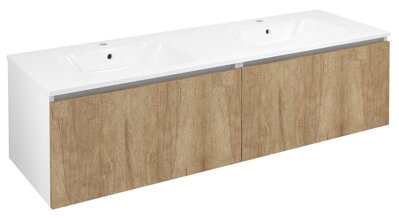 LOREA skrinka s dvojumývadlom 161x46x51,5cm (80+80cm), dub alabama/biela matná