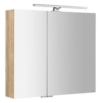 MIRRÓ galérka s LED osvetlením, 3x dvierka, 120x70x16cm, dub Alabama