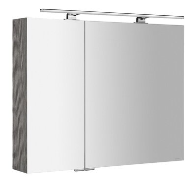 MIRRÓ galérka s LED osvetlením, 90x70x16cm, dub strieborný