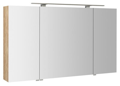 MIRRÓ galérka s LED osvetlením, 3x dvierka, 120x70x16cm, dub Alabama