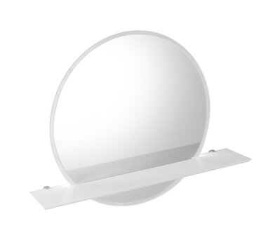 VISO LED podsvietené guľaté zrkadlo priemer 60cm s policou, biela mat