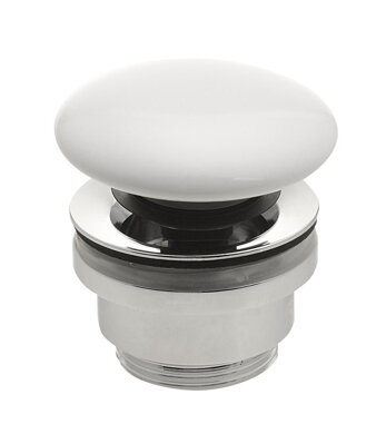 Umývadlová výpust 5/4", click-clack, keramická zátka, biela