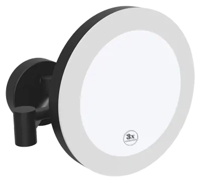 X-ROUND BLACK závesné kozmetické zrkadlo LED, priemer 200mm, čierná