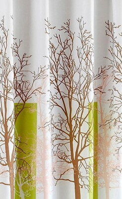 Sprchový záves 180x180cm, polyester, biela/zelená, strom