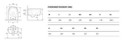 Excellent WC DOTO PURE RIMLESS SO SEDÁTKOM ZÁVESNÁ MISA, biela keramická CEEX.1404.485.WH