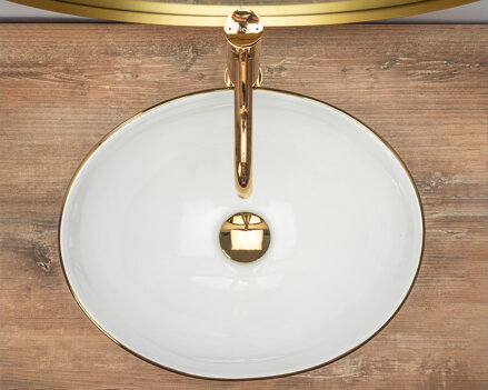 Rea SOFIA GOLD EDGE UMÝVADLO NA DOSKU, 41 cm, keramické REA-U3287