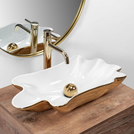 Rea INFINITY WHITE/GOLD UMÝVADLO NA DOSKU, 62 cm, keramické REA-U3400