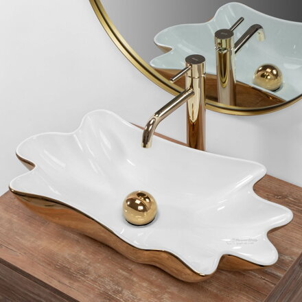 Rea INFINITY WHITE/GOLD UMÝVADLO NA DOSKU, 62 cm, keramické REA-U3400