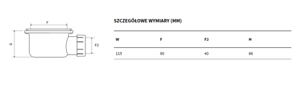 Excellent ZERO SIFÓN SPRCHOVEJ VANIČKY NÍZKY BEZ KLAPKY, 6,6 cm INEX.1616.90