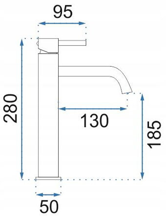 Rea LUNGO ART L. GOLD UMÝVADLOVÁ BATÉRIA VYSOKÁ, 280 mm REA-B8821