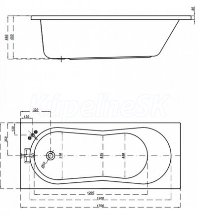 Cersanit NIKE 170x70 VAŇA OBDĹŽNIKOVÁ ASYMETRICKÁ + nožičky, biela S301-249