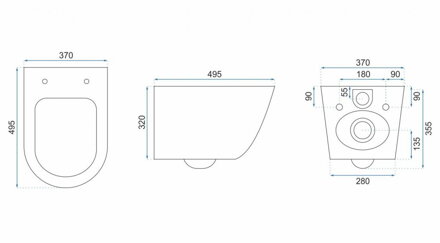 Rea WC - CARLOS RIMLESS SO SEDÁTKOM DUROPLAST/SLIM/ZM ZÁVESNÁ MISA, lava mat, keramická REA-C8004
